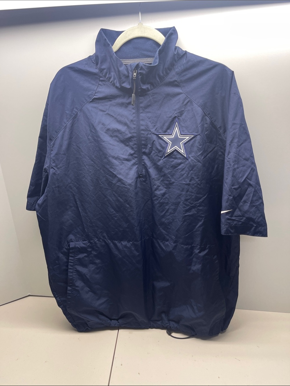 Dallas Cowboys Nike Shirt Large Blue Short Sleeve Windshirt On Field